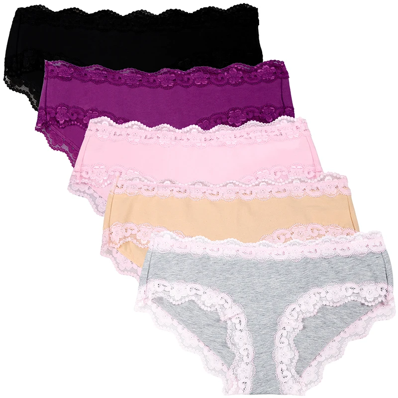 Women Underwear Panties Det 5pcs/Lot Cotton Briefs Soft Comfortable Sexy Underpants Solid Color Female Lingerie