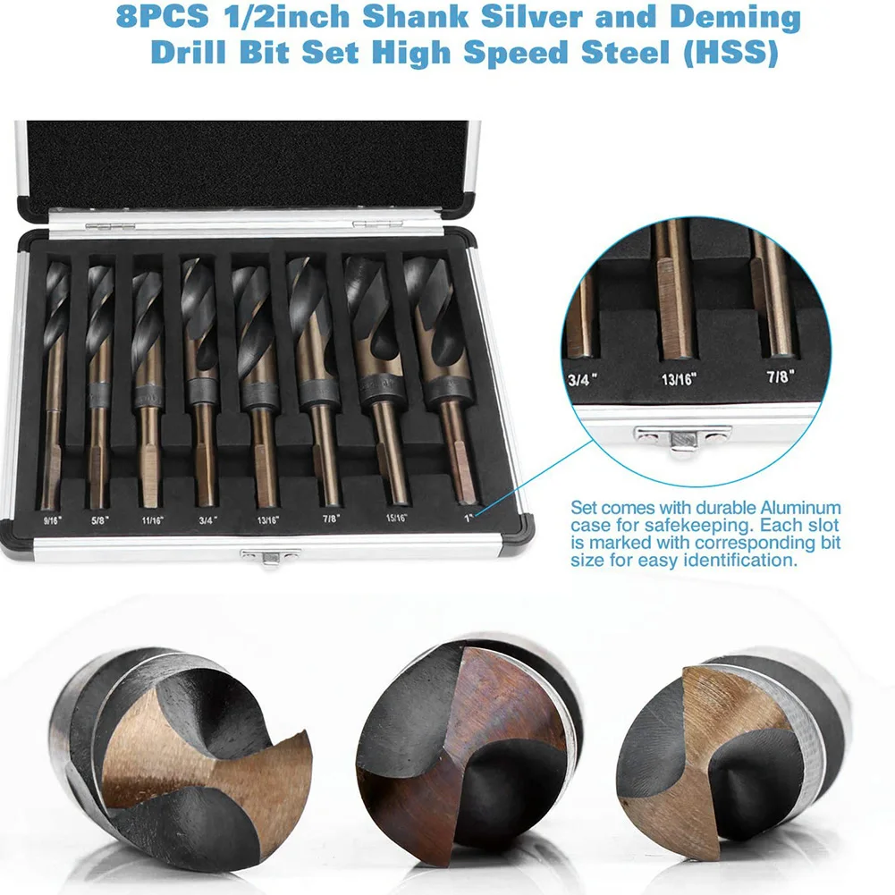

8pcs/set Drill Bit Set High Speed Steel Twist Drill Hole Drill Bits multi-function For Metal Wood Plastic Drill Woodworking