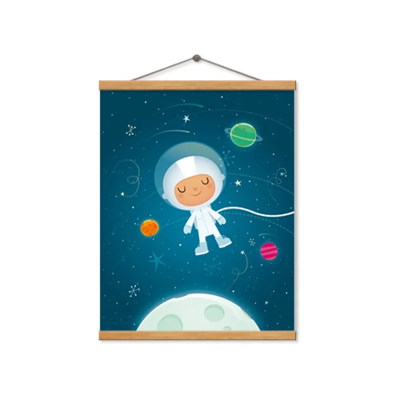 

Cartoon Moon Galaxy Astronaut In Space Modular Poster Cute Picture For Baby Room Modern Wall Art Canvas Painting Home Decoration