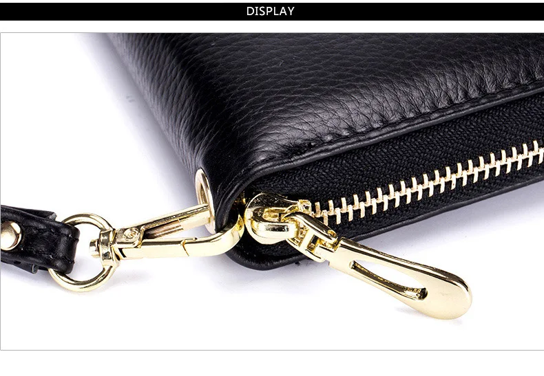 Women clutch bag leather wallet female long zipper clutch bag top layer cowhide portable large capacity paper clip new