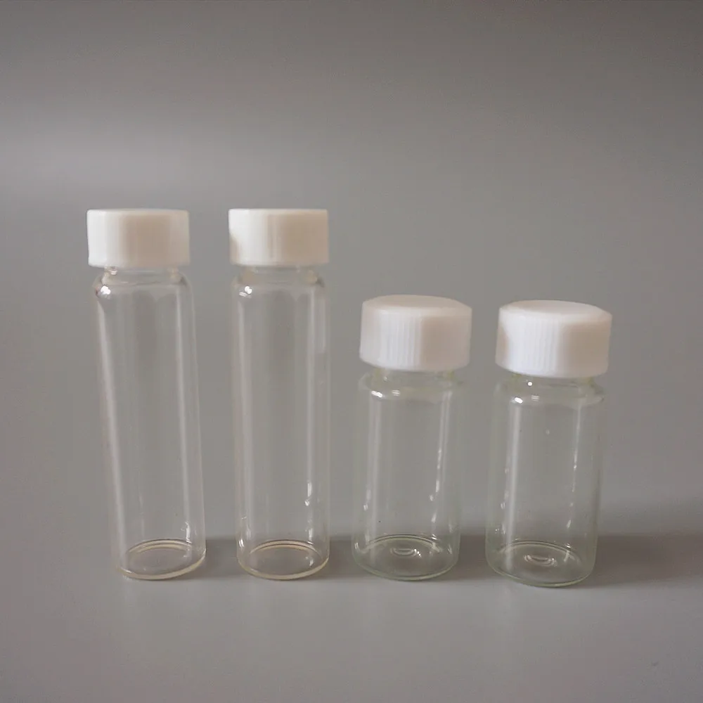20pcs to 100pcs  10ml Lab Clear Glass Sample Bottle Clear Reagent Vial with Screw Plastic Cap and PE Pad