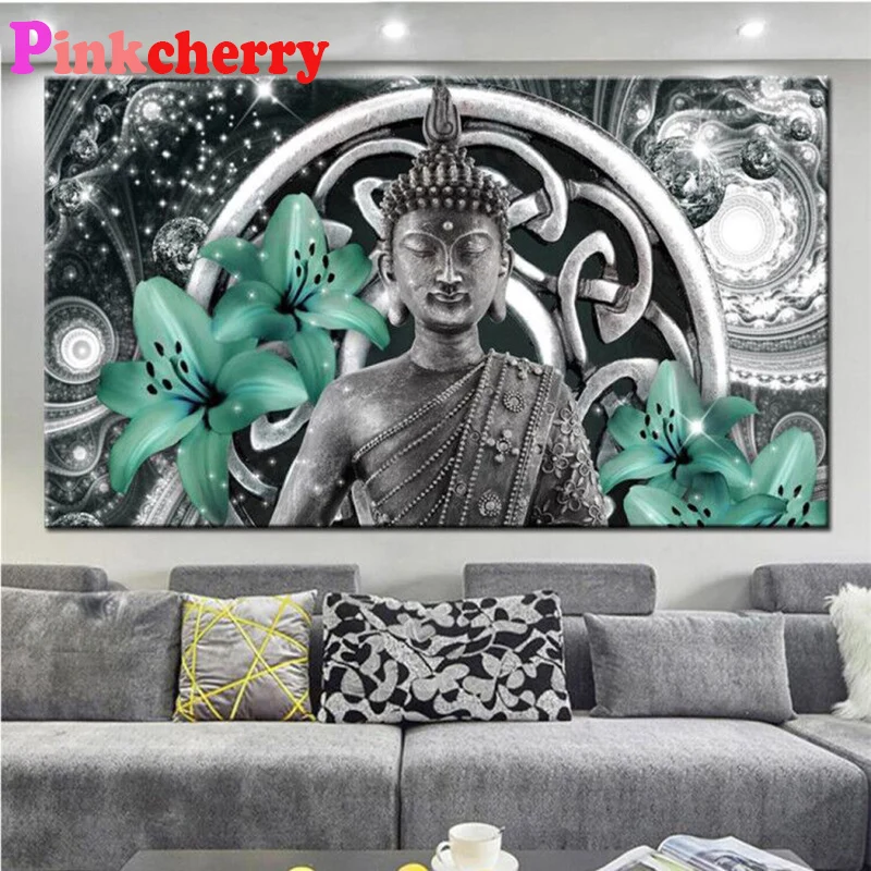 

Green lily buddha diamond mosaic 5d diamond painting full square drill Picture of Rhinestone full diamond embroidery icon P21