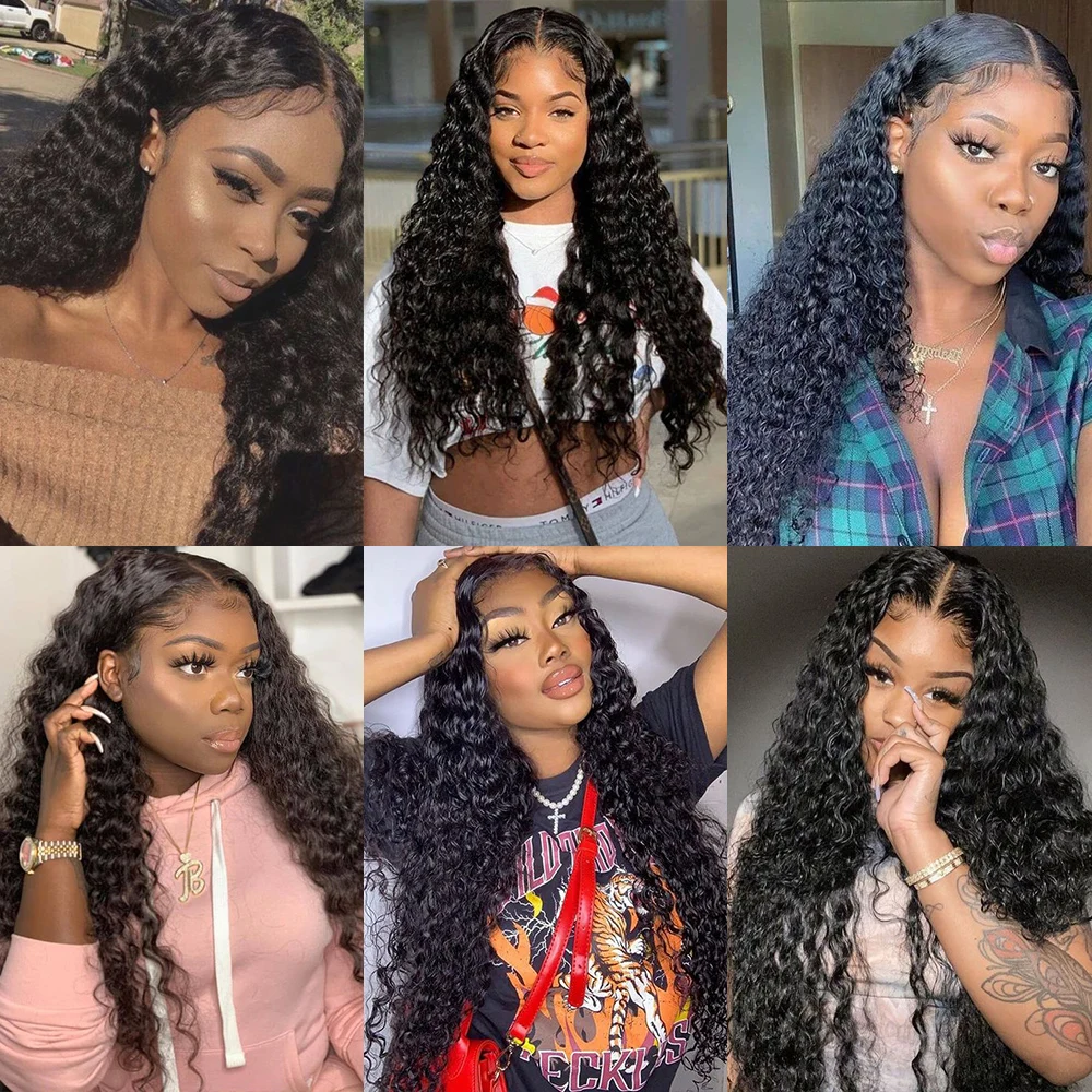 

Luvin Hair 38 40 inch Deep Wave Bundles With Closure Peruvian Remy Human Hair Weaves Water Curly and 4*4 Lace Closure