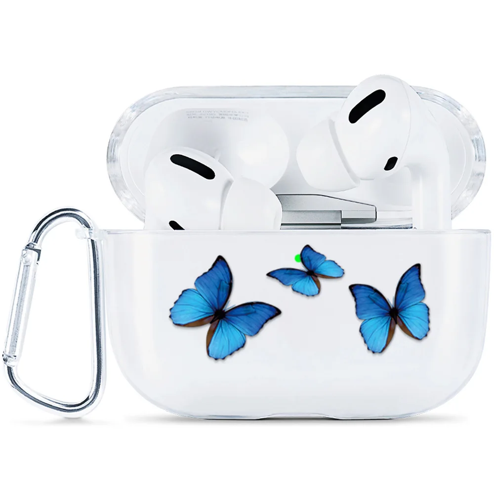 

Butterfly Headphone Case For Airpods 2 1Case Clear Soft Silicone Earphone Cover For Airpods Pro Soft TPU Coque With Hook