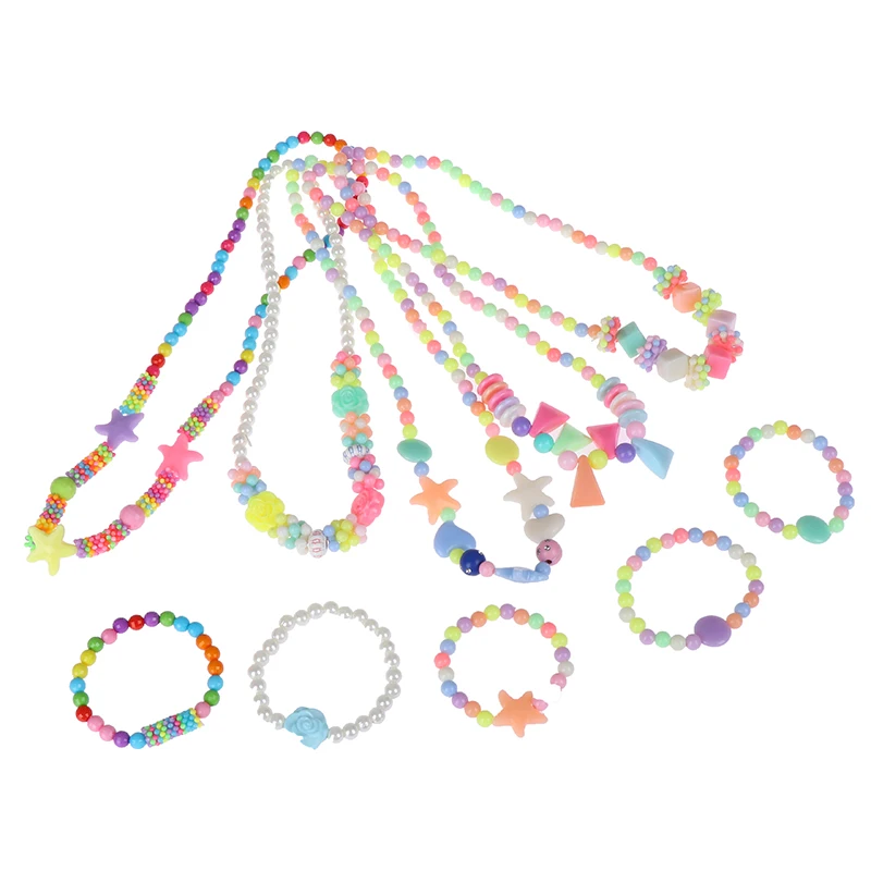 

1Set Cute Candy Color Necklace Bracelet Jewelry Bead Petals Acrylic Children Christmas Gift Party Cosplay Accessories Kids Girls