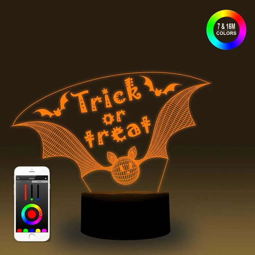 NiteApps 3D трюк или лечение ночник настольная Иллюзия Украшение лампы подарок на