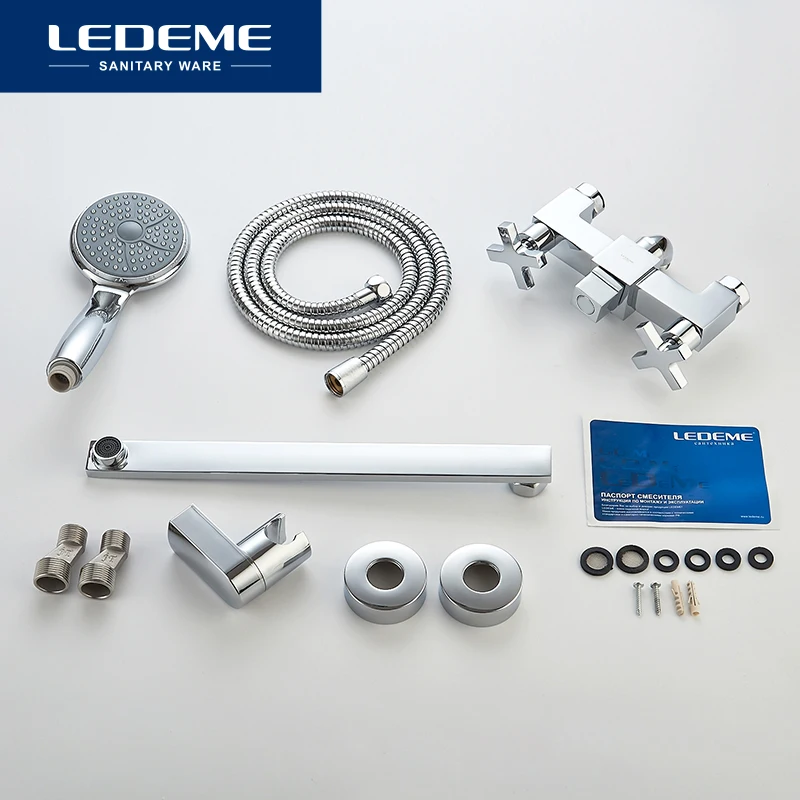 ledeme bathroom faucet chrome finish new wall mounted waterfall bathroom bathtub handheld shower tap mixer faucet l2584 free global shipping