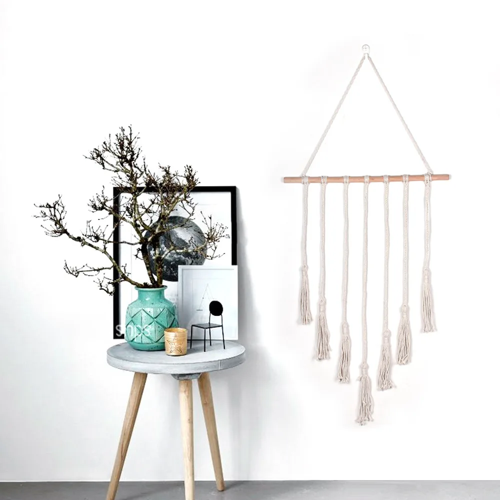 

Nordic Living Home Decor Woven Braid Tapestry Cotton Thread Tassel Bohemian Tapestry Wall Decoration