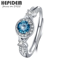 hepidem 100 really topaz 925 sterling silver rings 2021 new women blue gemstones wedding engagement gift s925 fine jewelry h006
