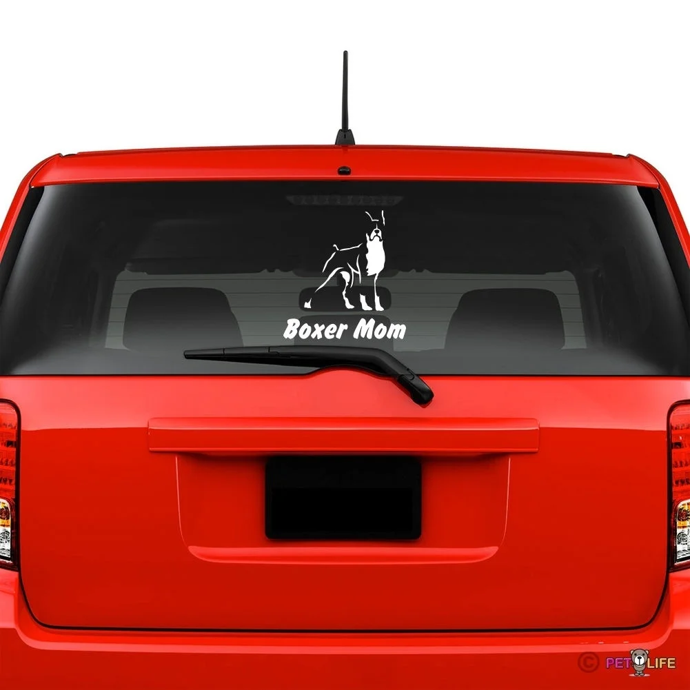 

Boxer Mom Windshield Sticker Vinyl Auto Window v2 computer decals