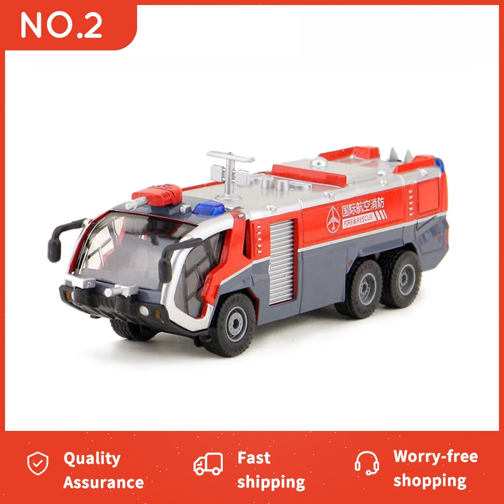 

KAIDIWEI 1:50 Alloy High Pressure Water Gun Airport Fire Truck Model with Pull Back Car Toys for Kids Crafts Collection Toy