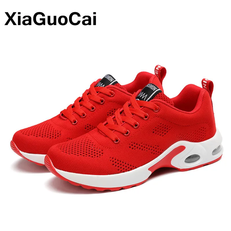 Spring Summer Women Casual Shoes Knit Sneakers Big Size Breathable Lace Up Leisure Mesh Female Footwear High Quality New Arrival