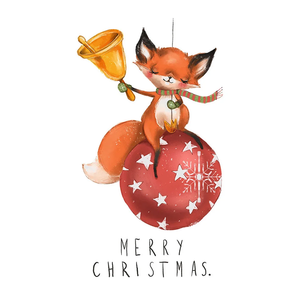 2021 рождественские настенные Стикеры наклейки на окна Новогоднее украшение лиса