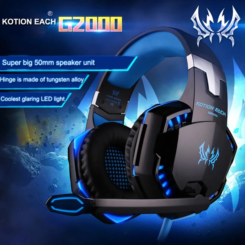 

KOTION EACH G2000 G9000 Gamer Gaming Best Deep Bass Headphones Stereo Headset PC For Computer Game Earphone With Mic LED Lights