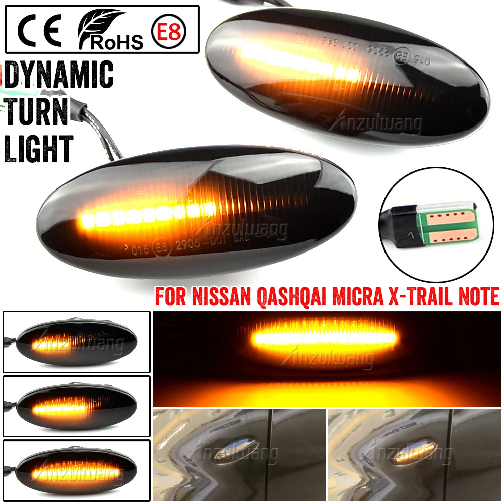 

For Nissan Qashqai Dualis Juke Micra March Micra CUBE EVALIA Note X-Trail LEAF Dynamic LED Side Marker Turn Signal Lights