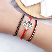 3pcsset fashion tree of life waves wax string braid bracelets handmade adjustable men bangles charms women lovers jewelry gifts