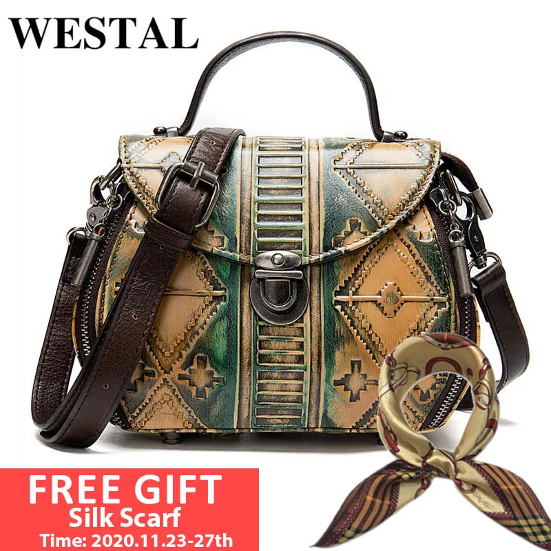 WESTAL women's bags genuine leather luxury handbags women bag designer shoulder bags for women messenger/crossbody bags totes