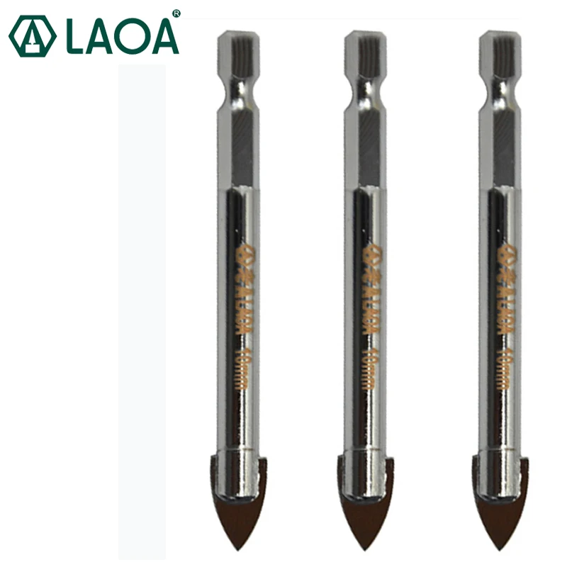 

LAOA 3PCS 6 / 8 / 10mm Triangular Drill Bit Hexagonal Handle Ceramic Tile Drill Bit Ceramic Hole Opener Glass Brick Drill Tool