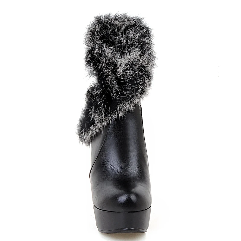 ENMAYER New arrival Winter Women high heels Fashion lady snow Boots Round Toe Ladies Shoes Black Wedges ZYL103 | Обувь