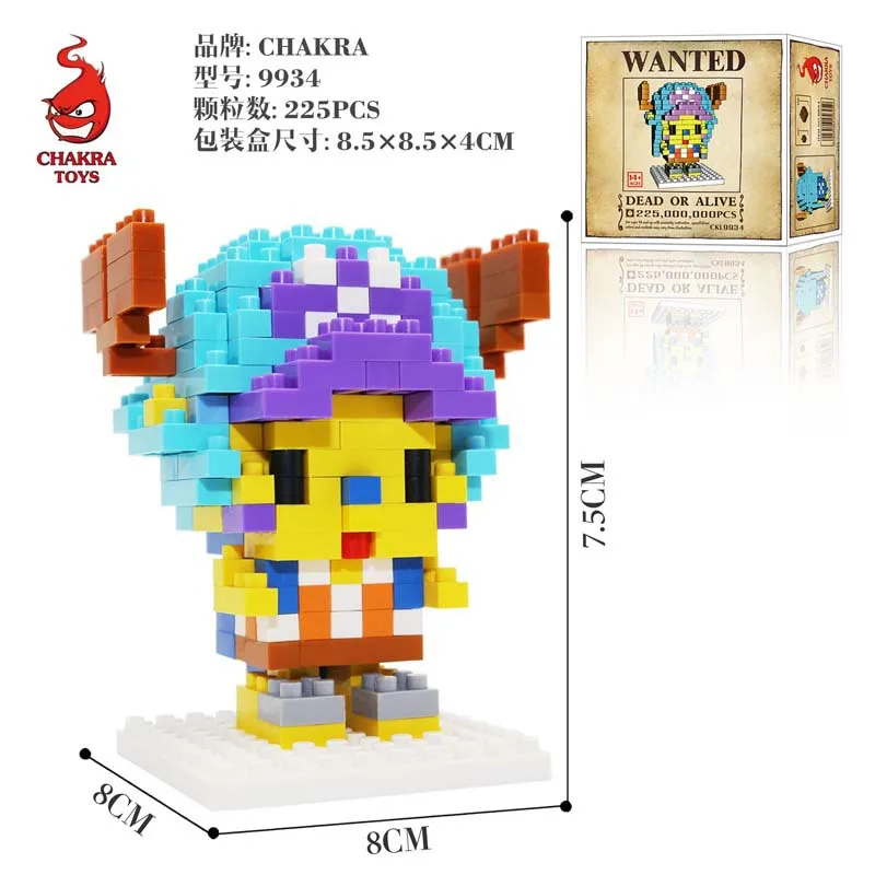 

Anime One Piece Series Diamond Brick Pirate Monkey D Luffy Crew Chopper Zoro Sanji Nami Franky Small Mini Building Blocks Toy