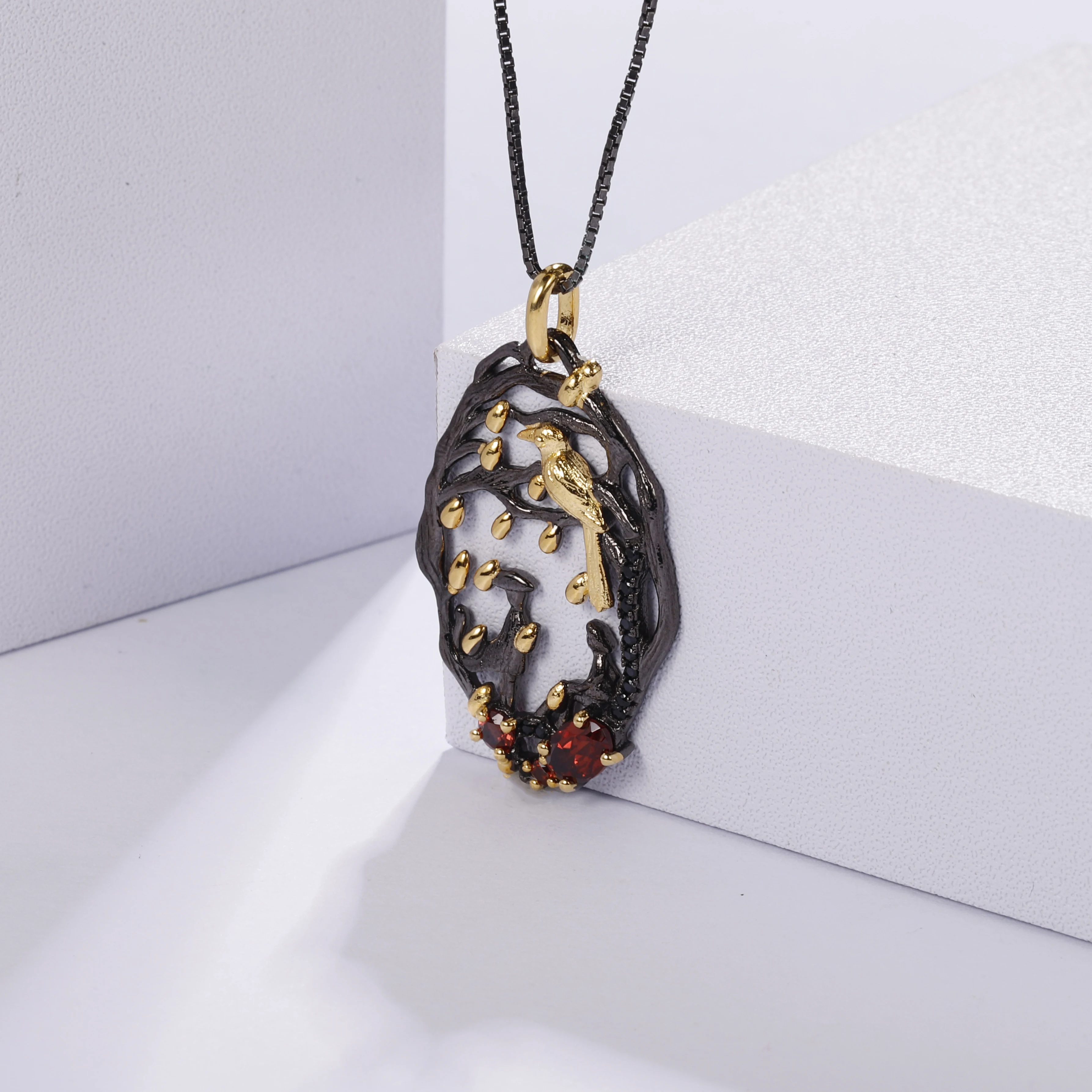 Женская подвеска из серебра 925 пробы с натуральным гранатом|Подвески| |