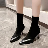 women boots corduroy butterfly knot boots sexy high heels party shoes winter plus velvet keep warm female boots zapatos de mujer