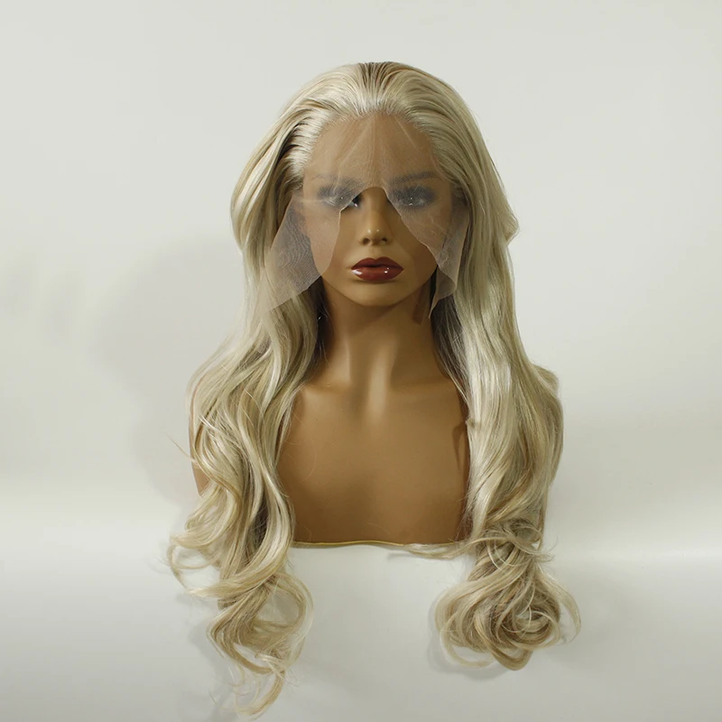 

Длинный волнистый синтетический парик смешанные коричневые и светлые волосы синтетические кружевные передние парики для женщин хайлайтер...