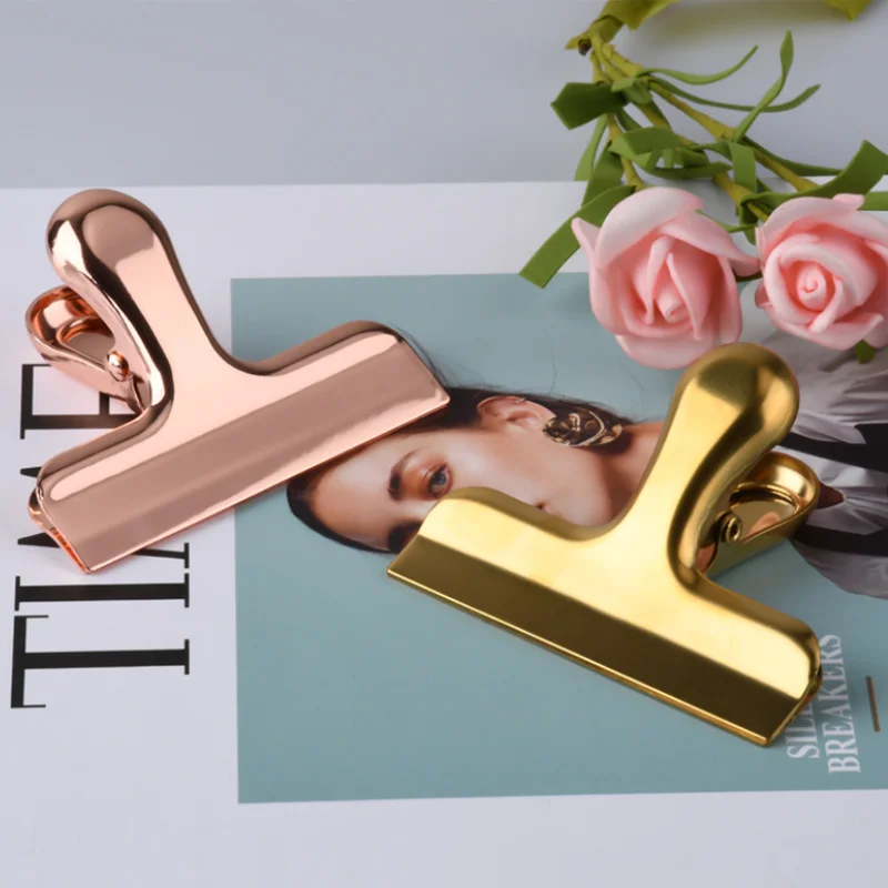 

7.6x6cm Light Luxury Metal Sealing Clip Stainless Steel Portable Dovetail Clip Food Clip Bill Clip Office Folder Stationery Clip