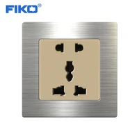 fiko 5hole universal wall electric socket stainless steel material panel 8686mm home decoration accessories power outlet