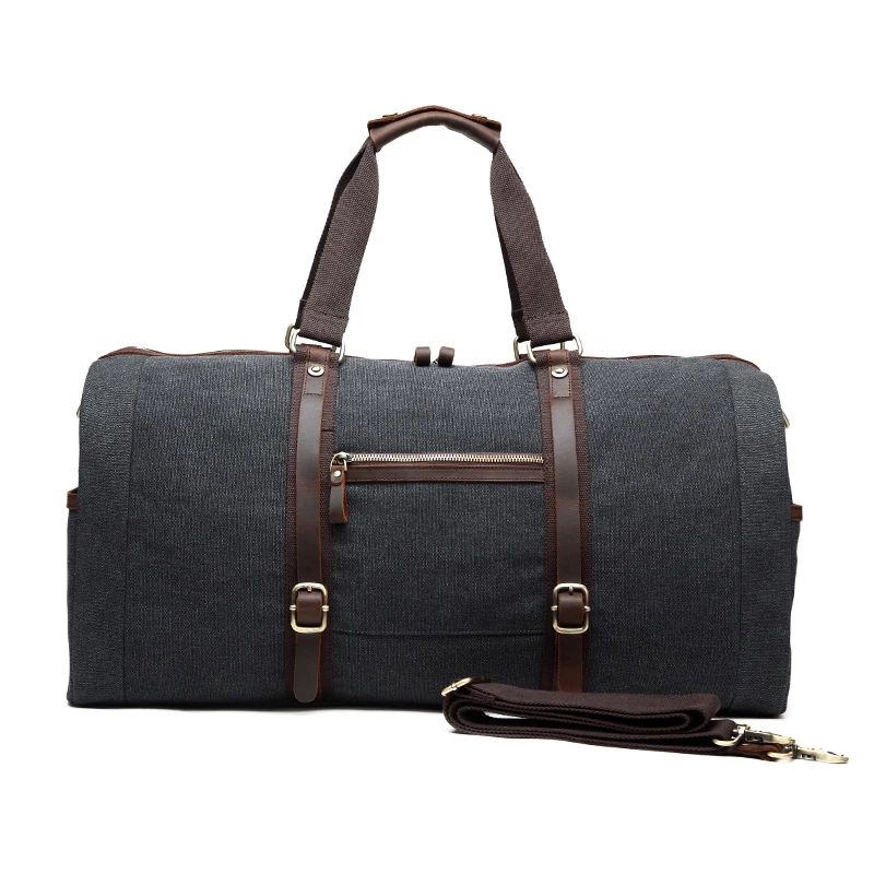 

Practical trend canvas genuine leather travel luggage bags for men