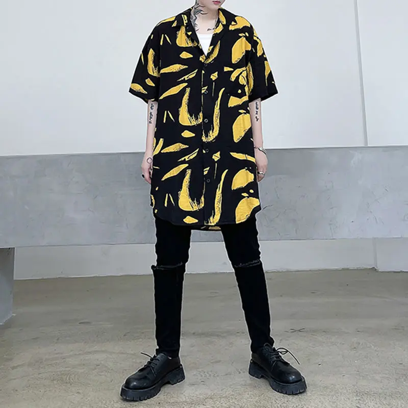 

XITAO Contrast Color Print Women Shirt Summer New Casual Fashion Loose Turn-down Collar Street Trendy All-match Top WMD0751