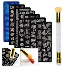 Пластины для стемпинга ногтей, бабочки, снежинки, кружева, 1 комплект