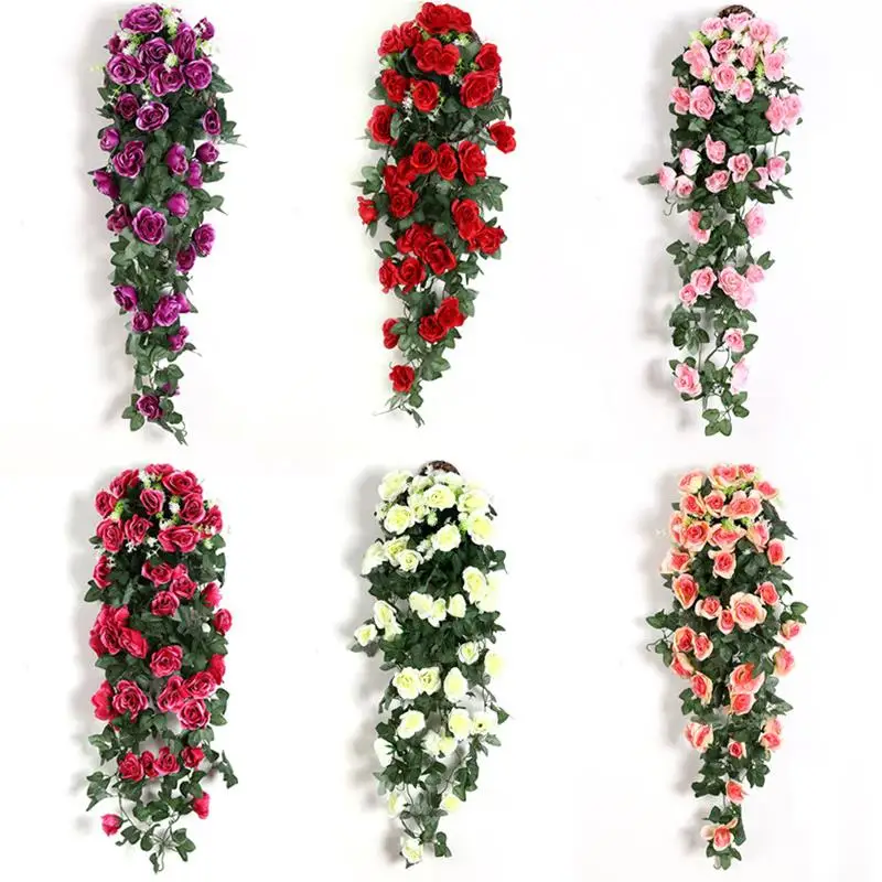 

Artificial Flower Rattan Vine Decoration Wall Hanging Roses Home Wedding Flowers Accessories Fake Flower String