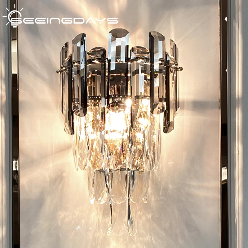 Роскошная хрустальная настенная лампа K9 для гостиной интерьера телевизора