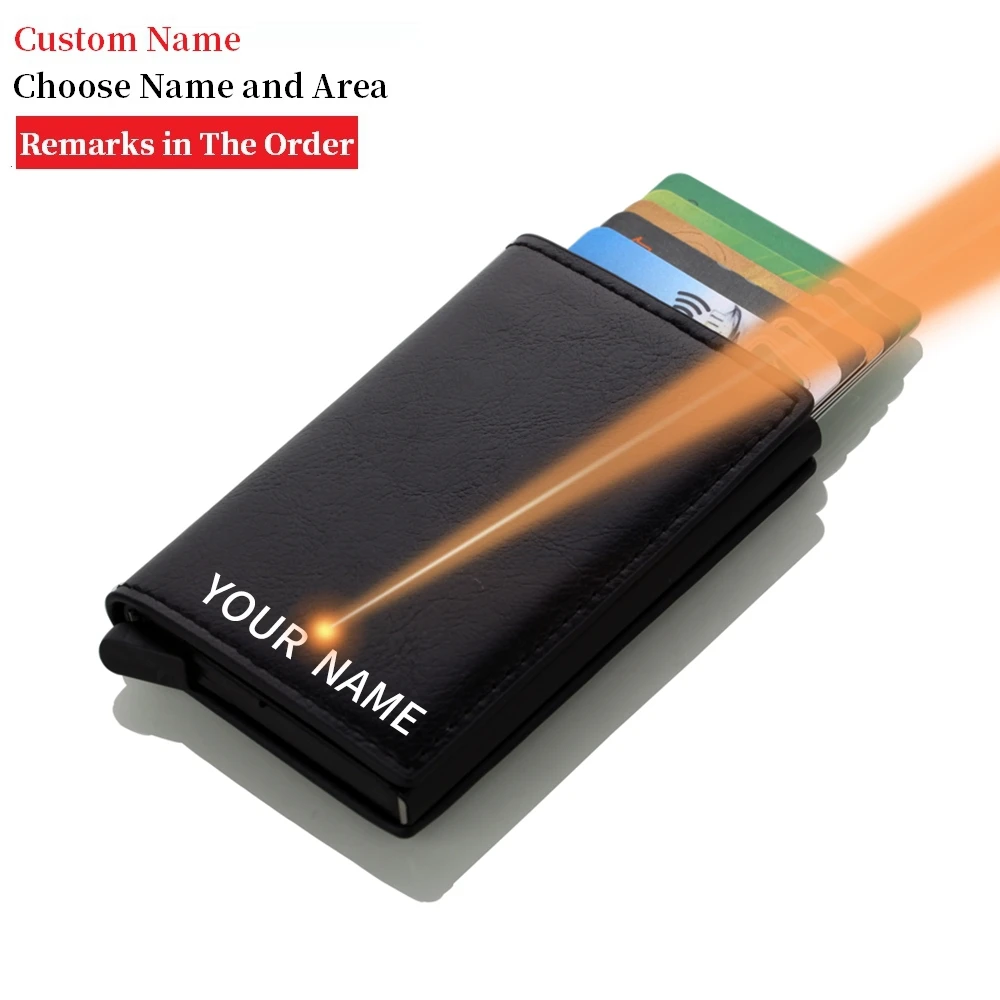 

Чехол для кредитных карт для мужчин и женщин, визитница из искусственной кожи на заказ, автоматический кошелек для кредитных карт