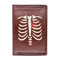 vintage classic punk style rib skeleton printing travel passport cover id credit card holder case