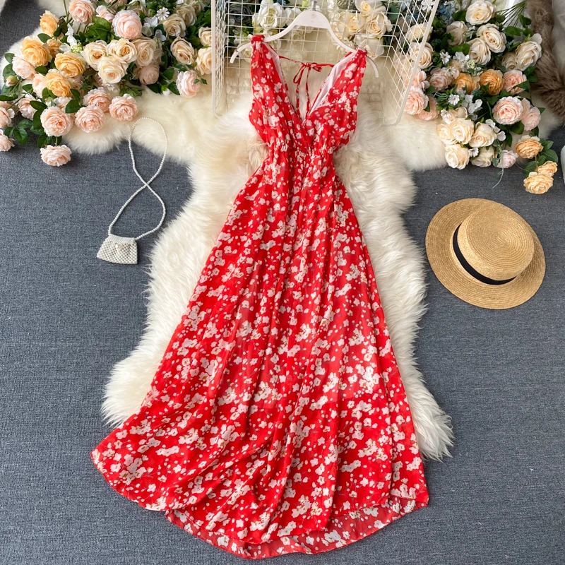 Женское богемное платье с цветочным принтом SINGRAIN длинное пляжное в Корейском