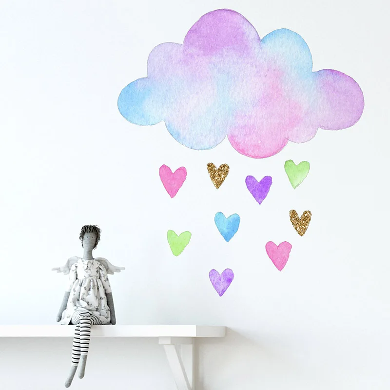 

Hand Drawn Colorful Love Clouds Wall Sticker For Kids Baby Rooms Living Room Bedroom Decoration Wallpaper Mural Nursery Stickers