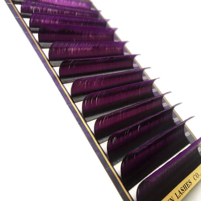 CrownLash 2tone color Ombre Фиолетовый C D-0.10 0,15 7-15 мм двойной цвет фиолетовый объем наращивание ресниц