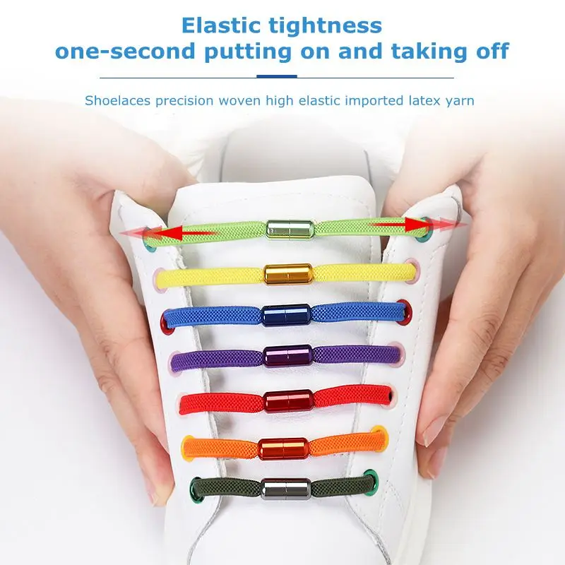 1Pair Elastic capsules Buckle Shoelaces No tie Shoelaces Flats Kids Adult Sneakers Shoelace Quick Lazy Laces 17 Color Strings
