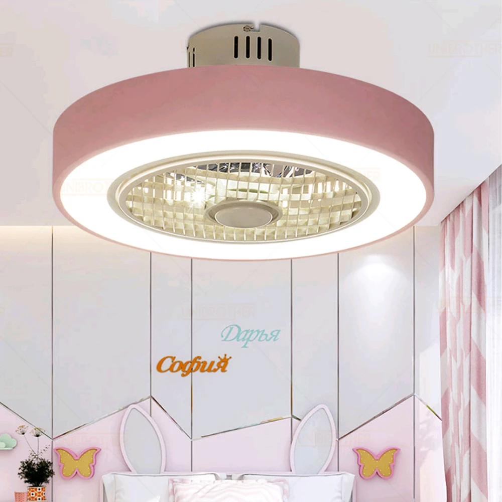 220 В 50 см Современный модный стиль розовый умный потолочный вентилятор для