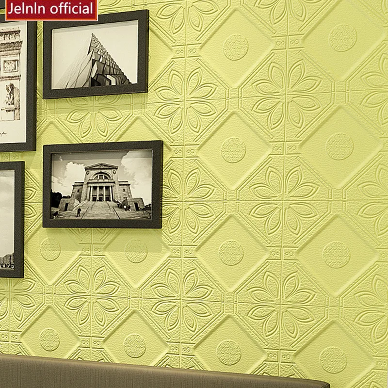 Желтый цветочный узор утолщенные 3d пены водонепроницаемые наклейки на стену
