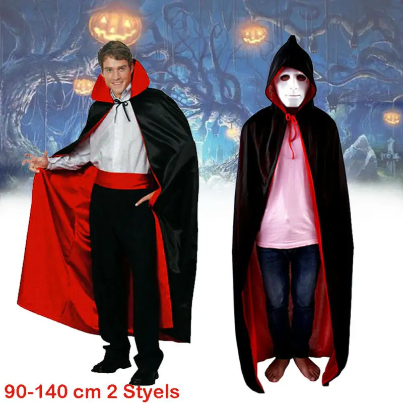 Autumn Halloween Decoration Clothing Unisex Adult Hooded Cape Long Black Red Costume Coat Cosplay Friends Gifts |