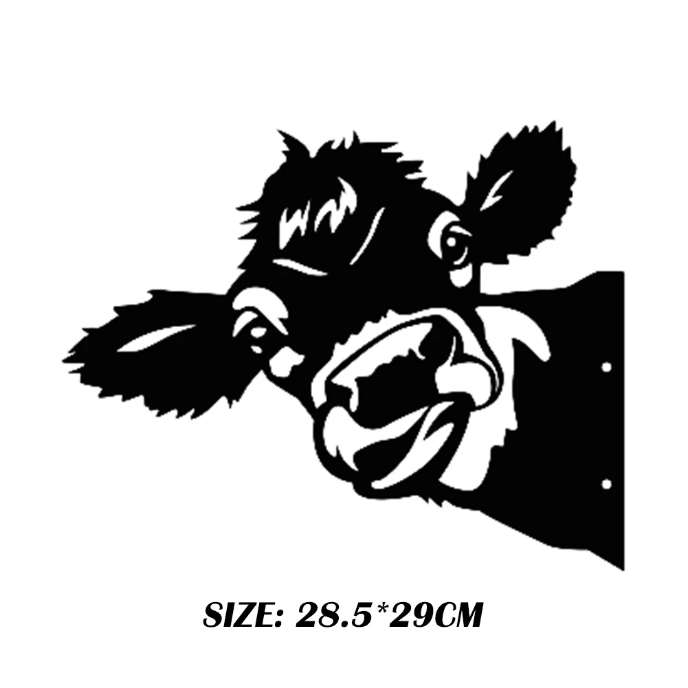

Metal Farm Hollow Peeping Cow Balcony Yard Art Hanging Decor Outdoor Statue