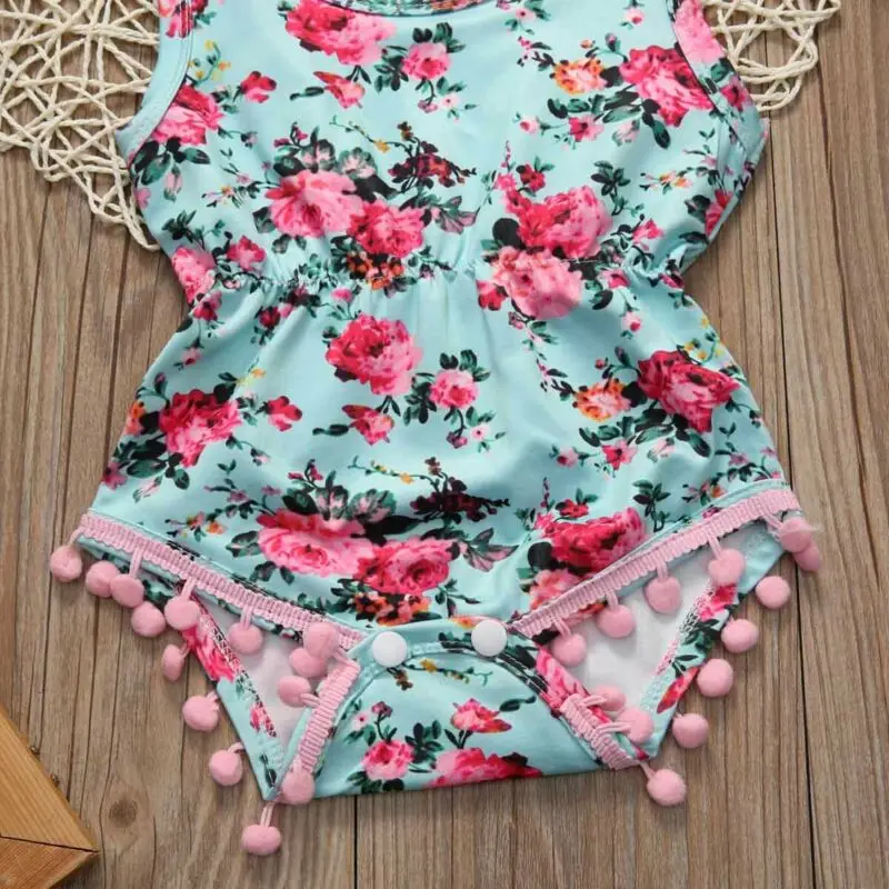 

Toddler Newborn Baby Girls Tassels Floral Romper Jumpsuit Outfit Clothes Summer