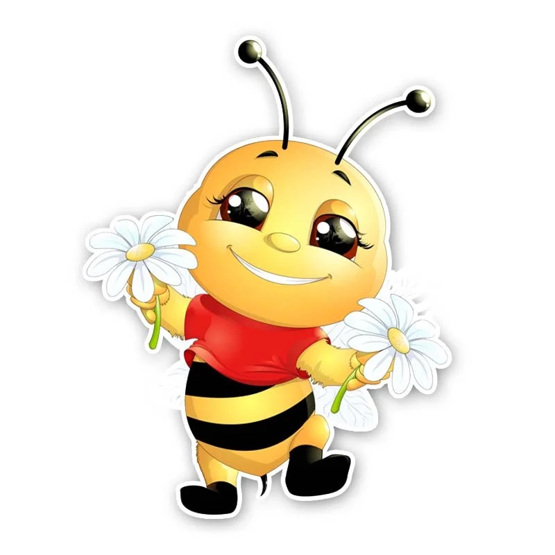 

14CM*18.2CM A Happy Little Bee PVC Originality Car Sticker Decal