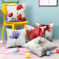 fuwatacchi ink painting pattern gift pillow covers lovely flower cushion cover for home sofa decorative throw pillowcase 4545cm