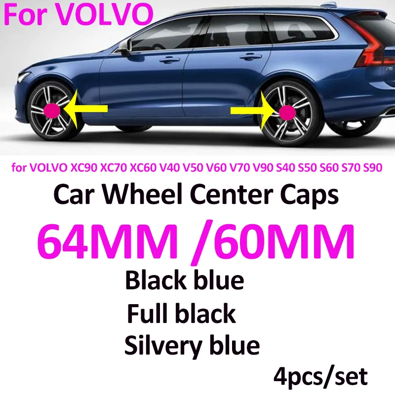 

4pcs ABS/PVC 60MM 64MM Car Styling Wheel Rim Hub Cap Badge Emblem Covers For XC90 XC70 XC60 V40 V50 S40 S50 S60 S70 S90