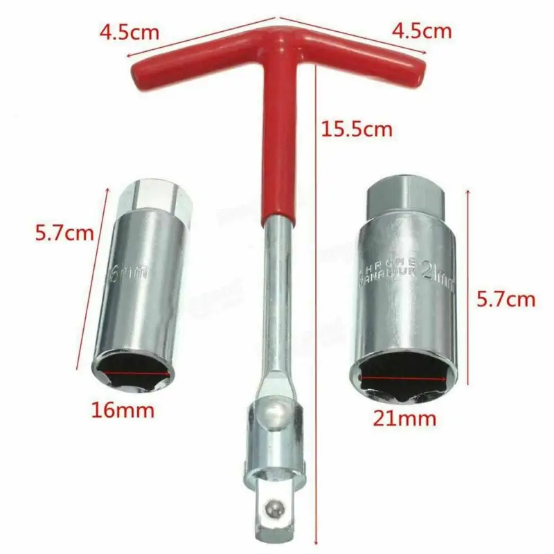 

Socket Wrench Plug Removal Tool 16mm & 21mm Flexible Spanner Socket 4-17 T Handle T-Bar Flexible Spanner Socket Wrench