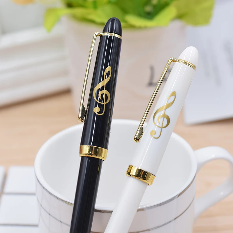 

stationery ballpoint pens golden Retractable pen treble clef press type Medium Nib ball pen signing school Writing Suppliy